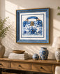 Blue & White Framed Wall art - 12"x12"