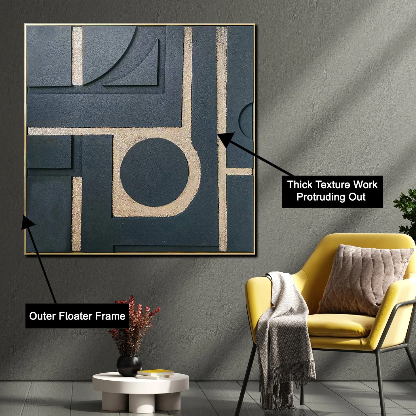 Golden Geometric Dreams Modern Wall Art (40 x 40 Inches)