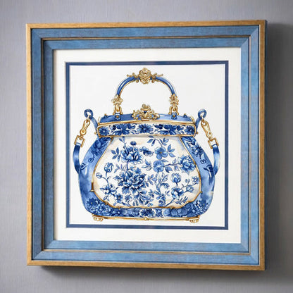 Blue & White Framed Wall art - 12"x12"