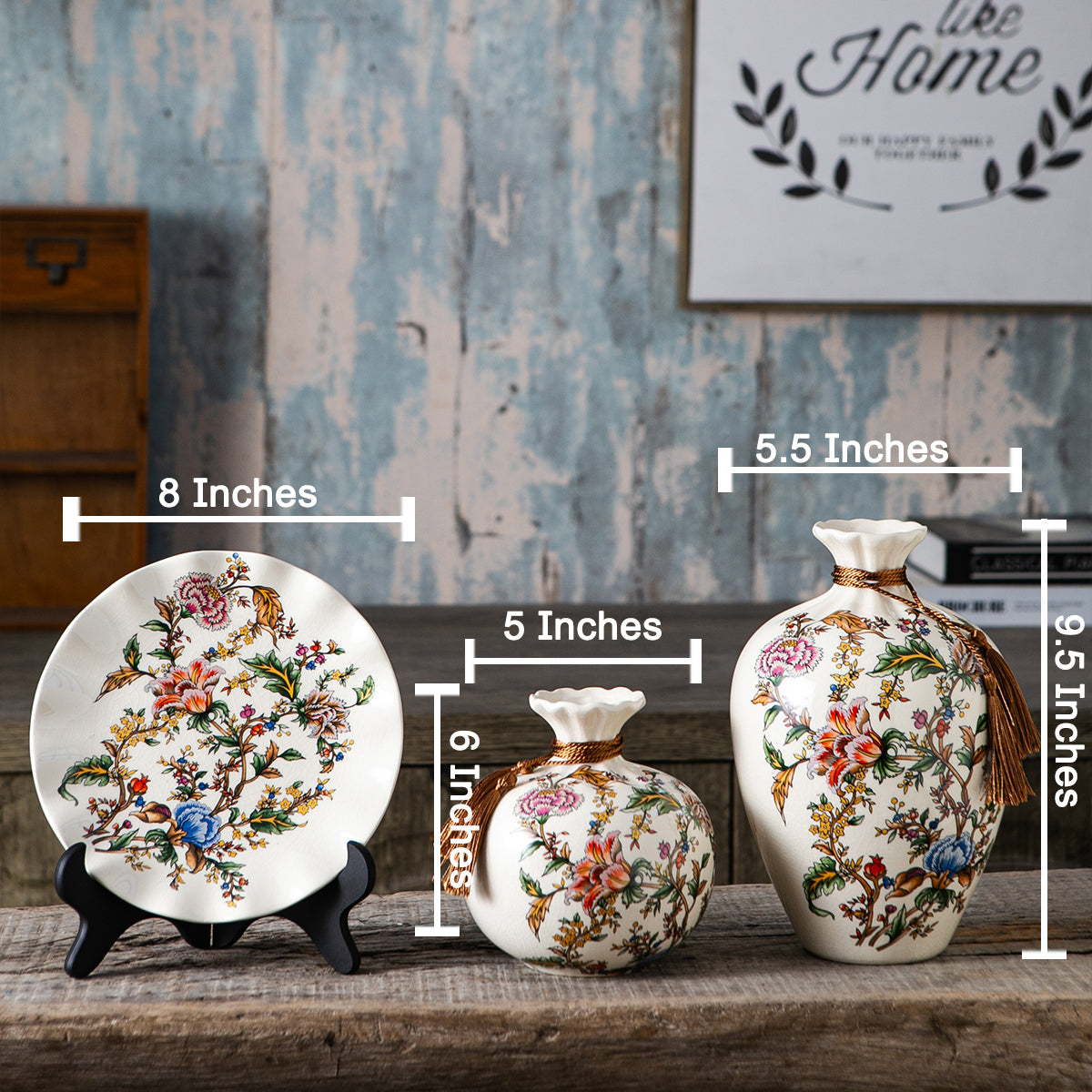 Blossoming Radiance Decorative Vase & Showpiece - Set of Three