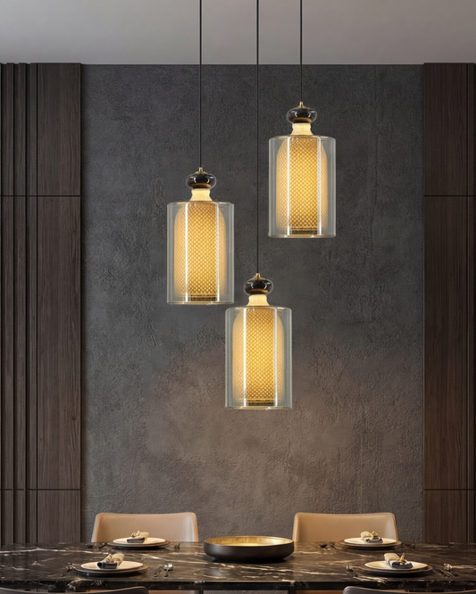 Lantern Grid Trio Pendant Light
