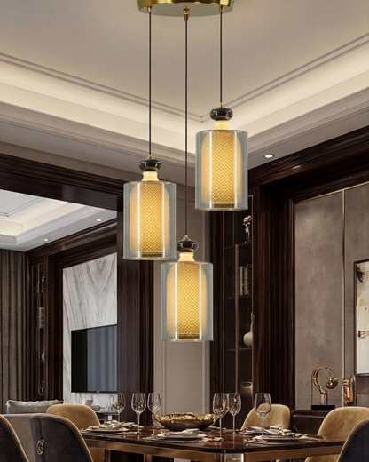 Lantern Grid Trio Pendant Light