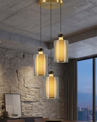 Lantern Grid Trio Pendant Light