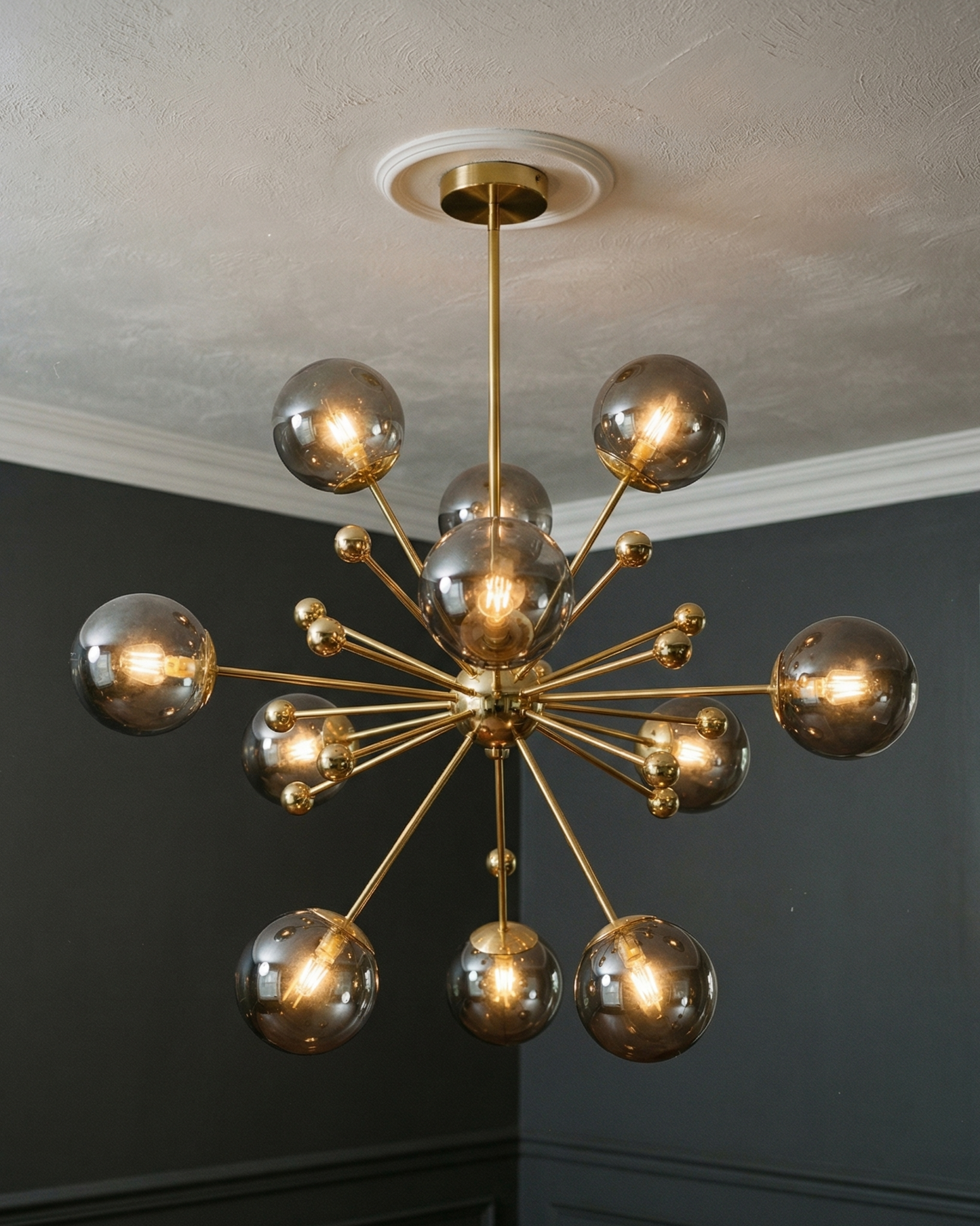 Modern Sputnik Globe Chandelier - Smoke
