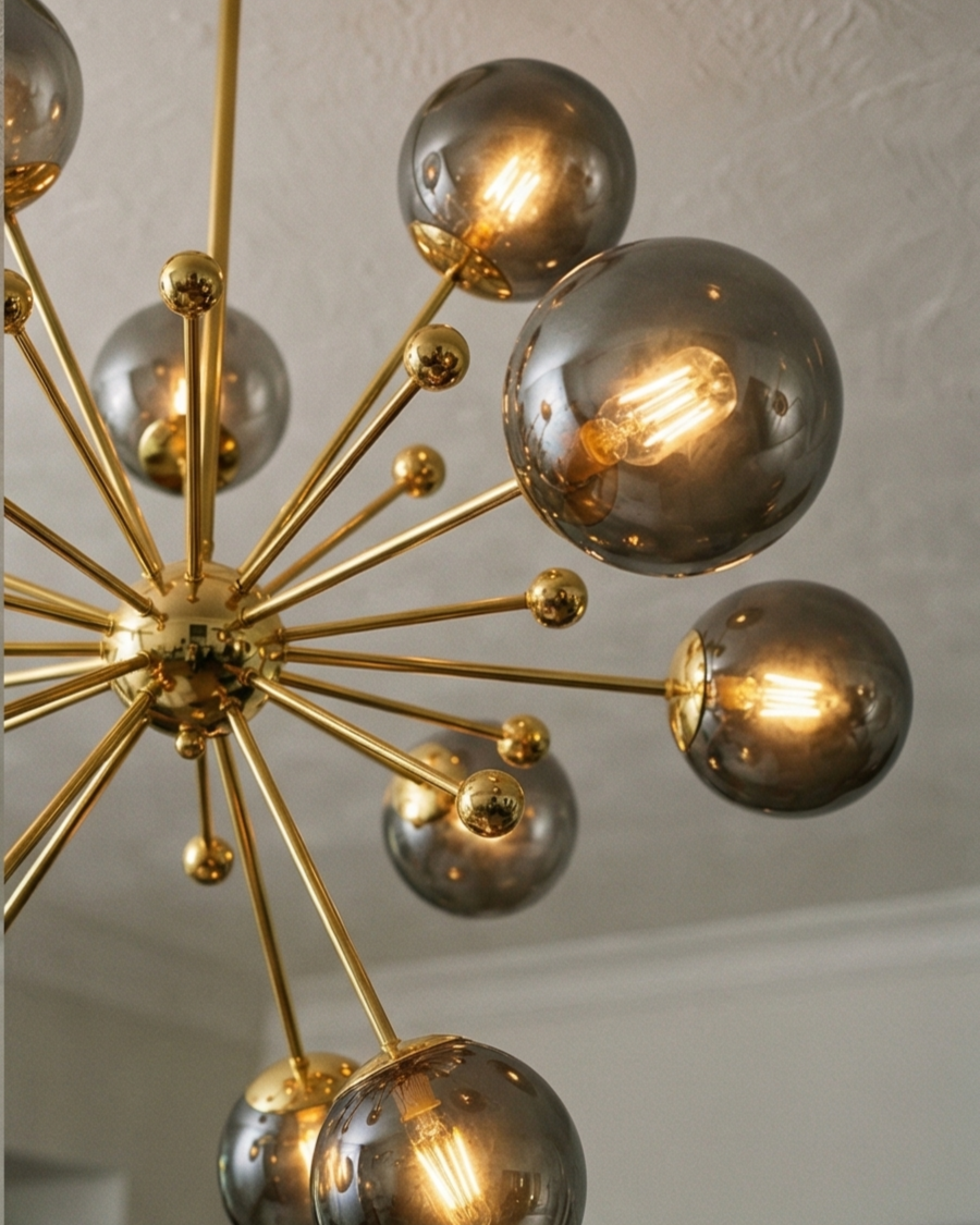 Modern Sputnik Globe Chandelier - Smoke