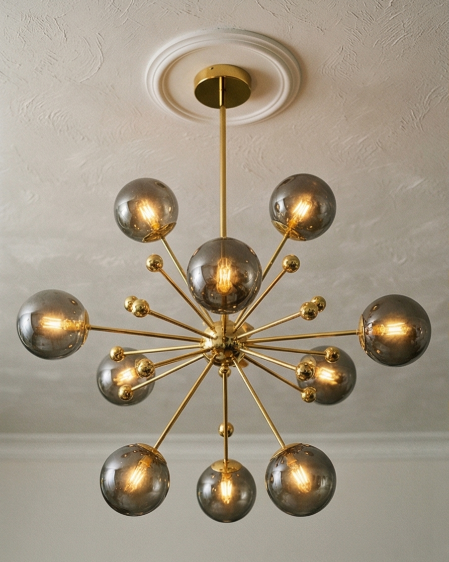 Modern Sputnik Globe Chandelier - Smoke