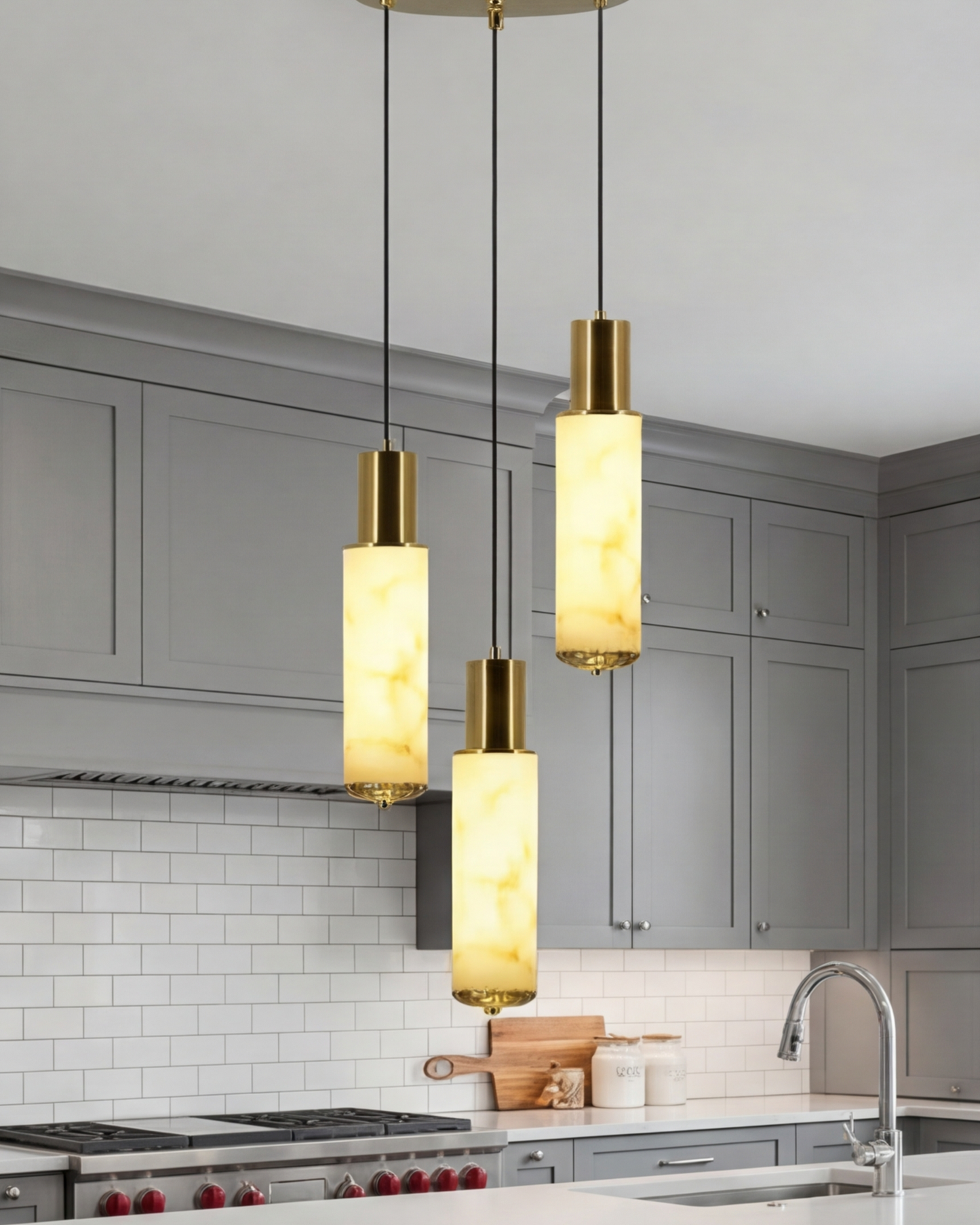Marble Tube Trio Pendant Light