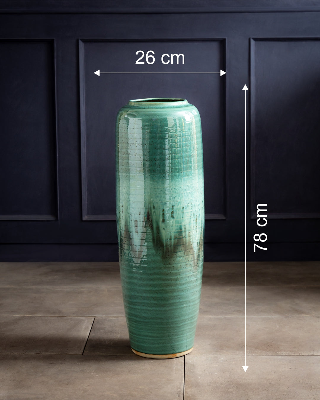Deep Emerald Textured Floor Vase - Large