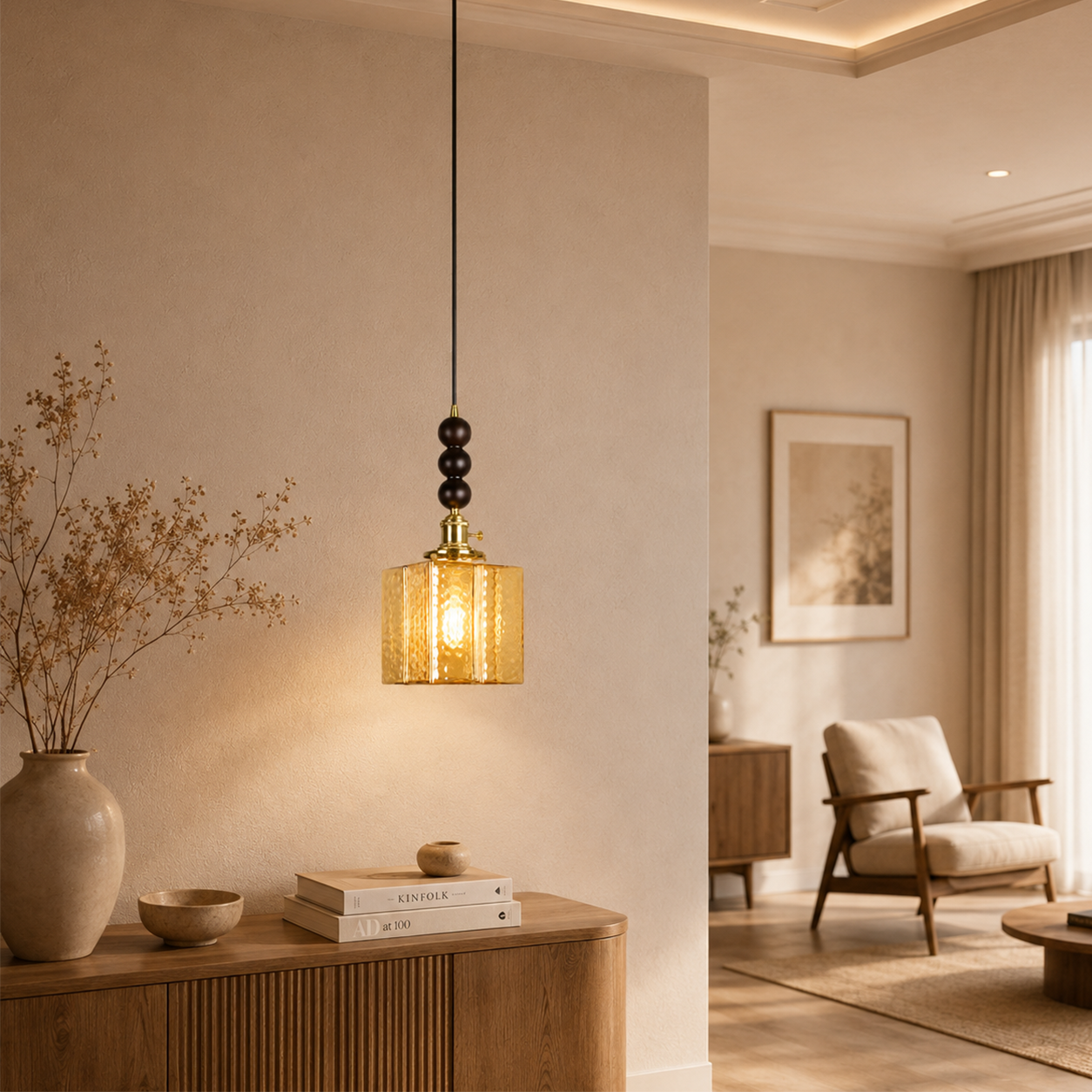 Echo Stone Pendant Light For Home  & Item  for Home Decoration  - Amber