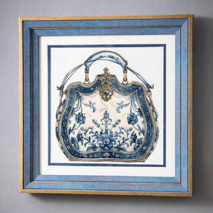 Blue & White Framed Wall art - 12"x12"