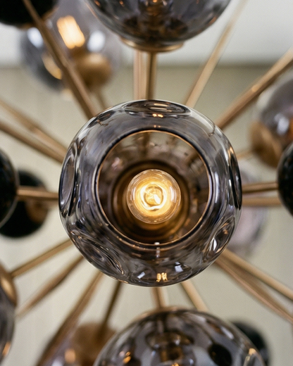 Designer Glass Globe Burst Chandelier - Smoke