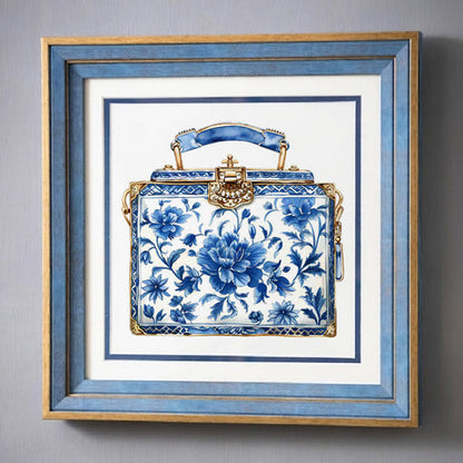 Blue & White Framed Wall art - 12"x12"