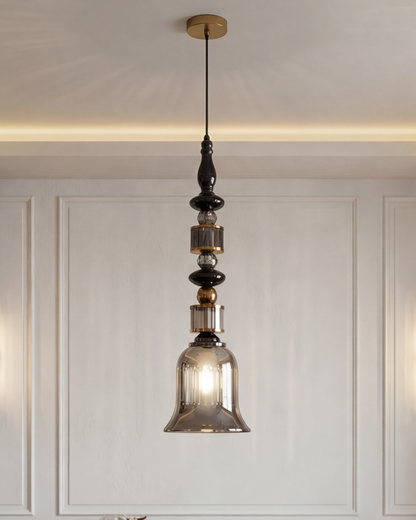 Royal Crystal Accent Pendant Light - Smoke