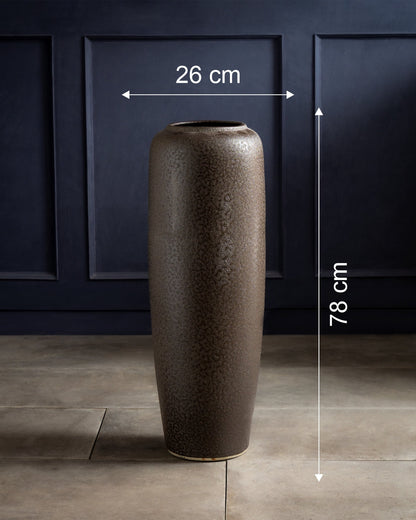 Charcoal Matte Textured Floor Vase - Set Of 2