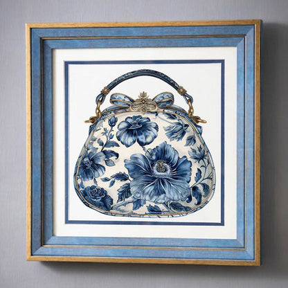 Blue & White Framed Wall art - 12"x12"