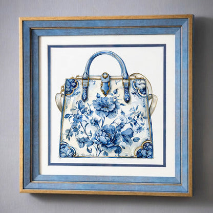 Blue & White Framed Wall art - 12"x12"