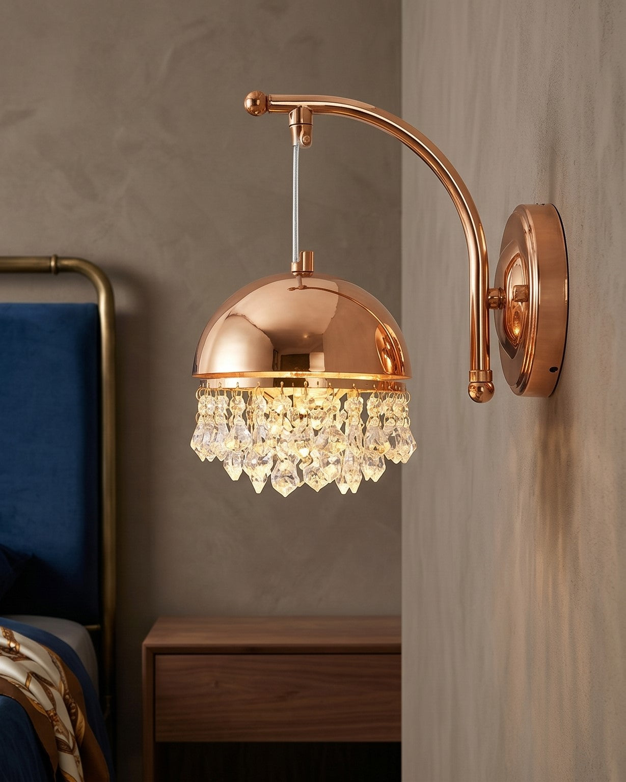 Royal Crystal Dome Wall Light - Rose Gold
