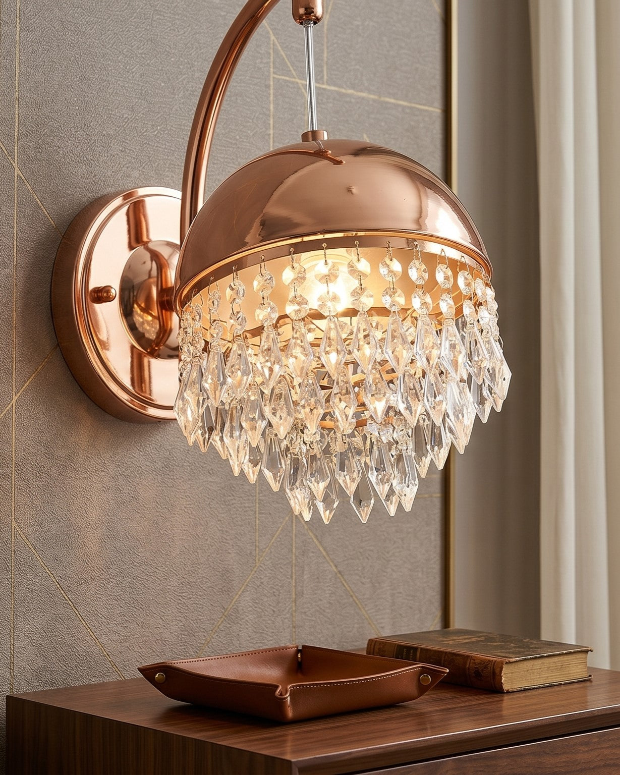 Royal Crystal Dome Wall Light - Rose Gold