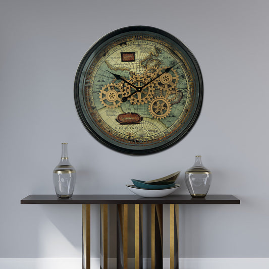 Timeless Tradition Luxury Designer Wall Clock For Living Room With Moving Gear Mechanism Buy Wall Clock Online - Medium (Steel Body)