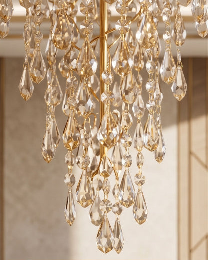 Royal Golden Crystal Cascade Chandelier