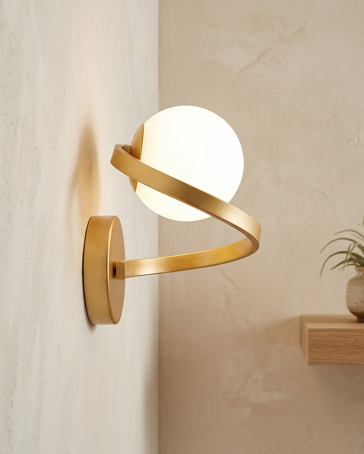 Golden Spiral Globe Wall Light