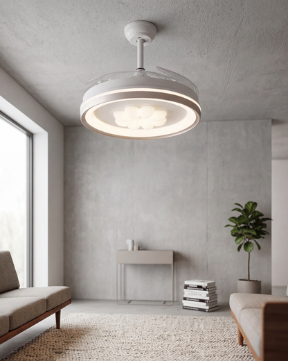 Halo Bloom Retractable Ceiling Fan Light