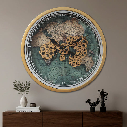 Timeless World Luxury Designer Wall Clocks for the Home With Moving Gear Mechanism Buy Wall Clock Online - Medium (Steel Body)