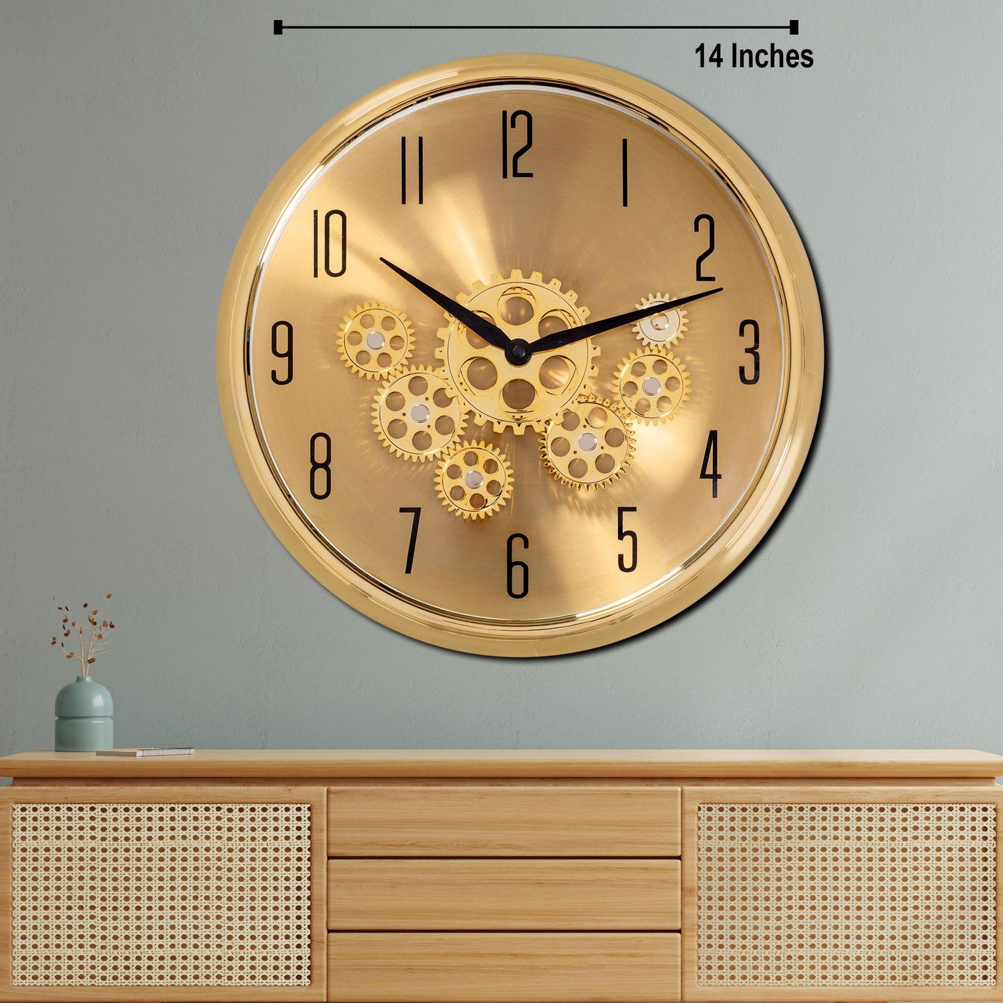 The Moving Hour Luxury Designer Wall Clock Online With Moving Gear Mechanism Buy Wall Clock Online - Gold