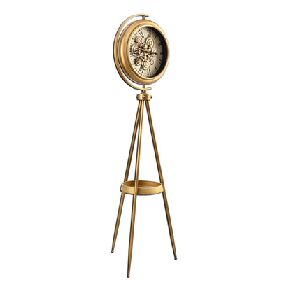 Golden Meridian Tripod Base Luxury Designer Standing Clock With Moving Gear Mechanism Buy Floor Clock Online (Steel Body)