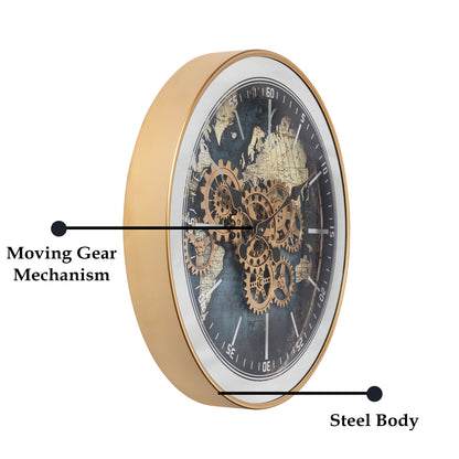 Prime Hour Luxury Designer Wall Clock For Living Room With Moving Gear Mechanism Buy Wall Clock Online - BIG (Steel Body)