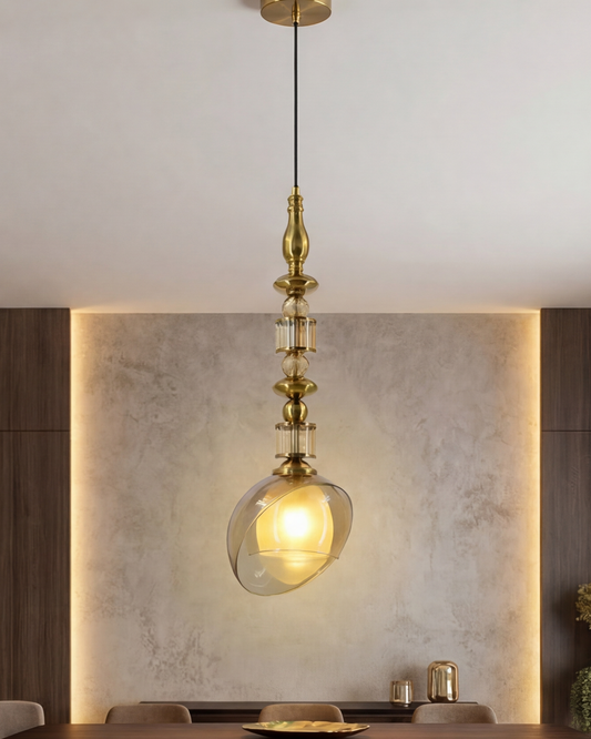 Regal Twist Glass Pendant Light - Amber