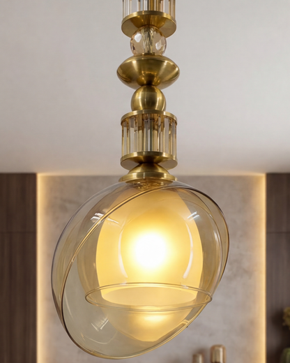 Regal Twist Glass Pendant Light - Amber