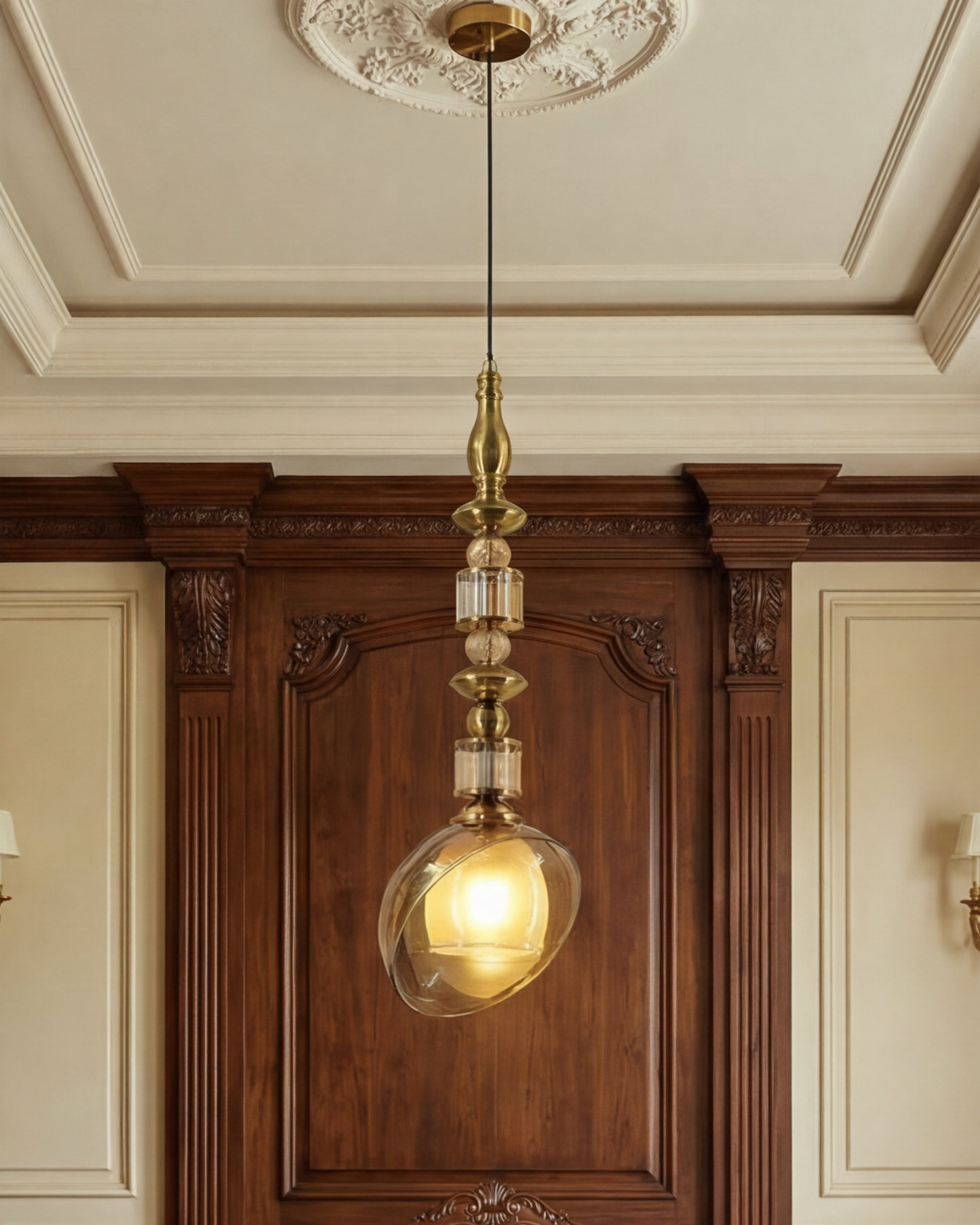 Regal Twist Glass Pendant Light - Amber