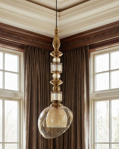 Regal Twist Glass Pendant Light - Amber