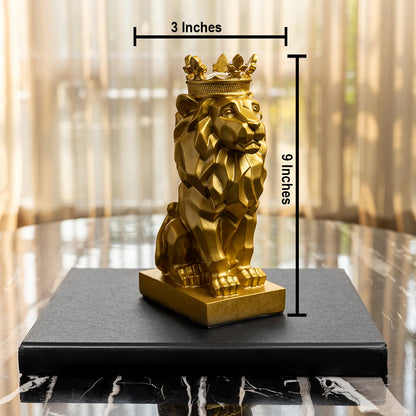 Crowned King Lion Home Decoration Showpiece - Gold