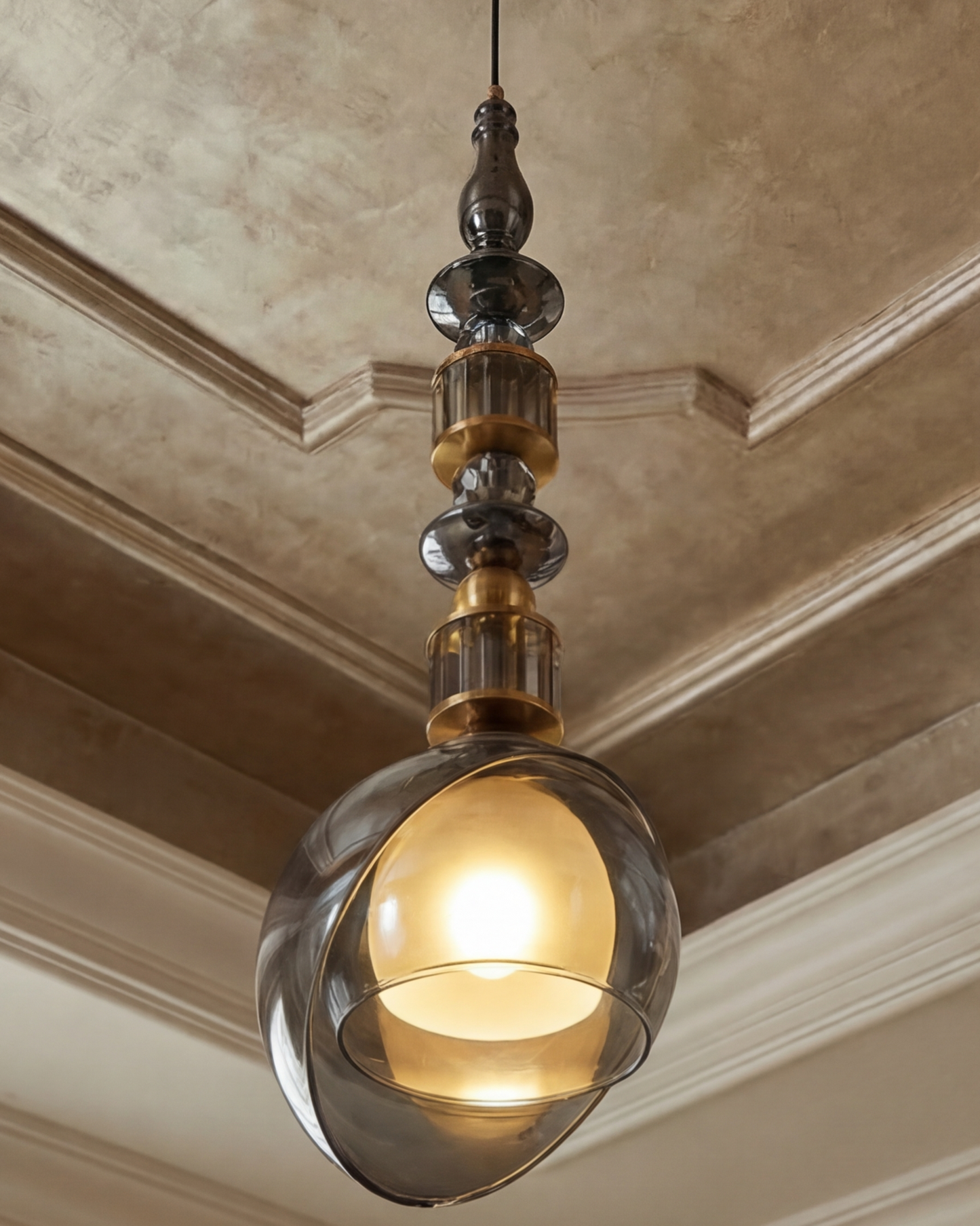 Regal Twist Glass Pendant Light - Smoke
