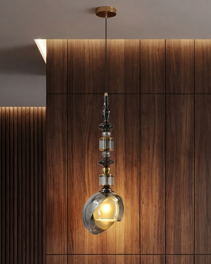 Regal Twist Glass Pendant Light - Smoke