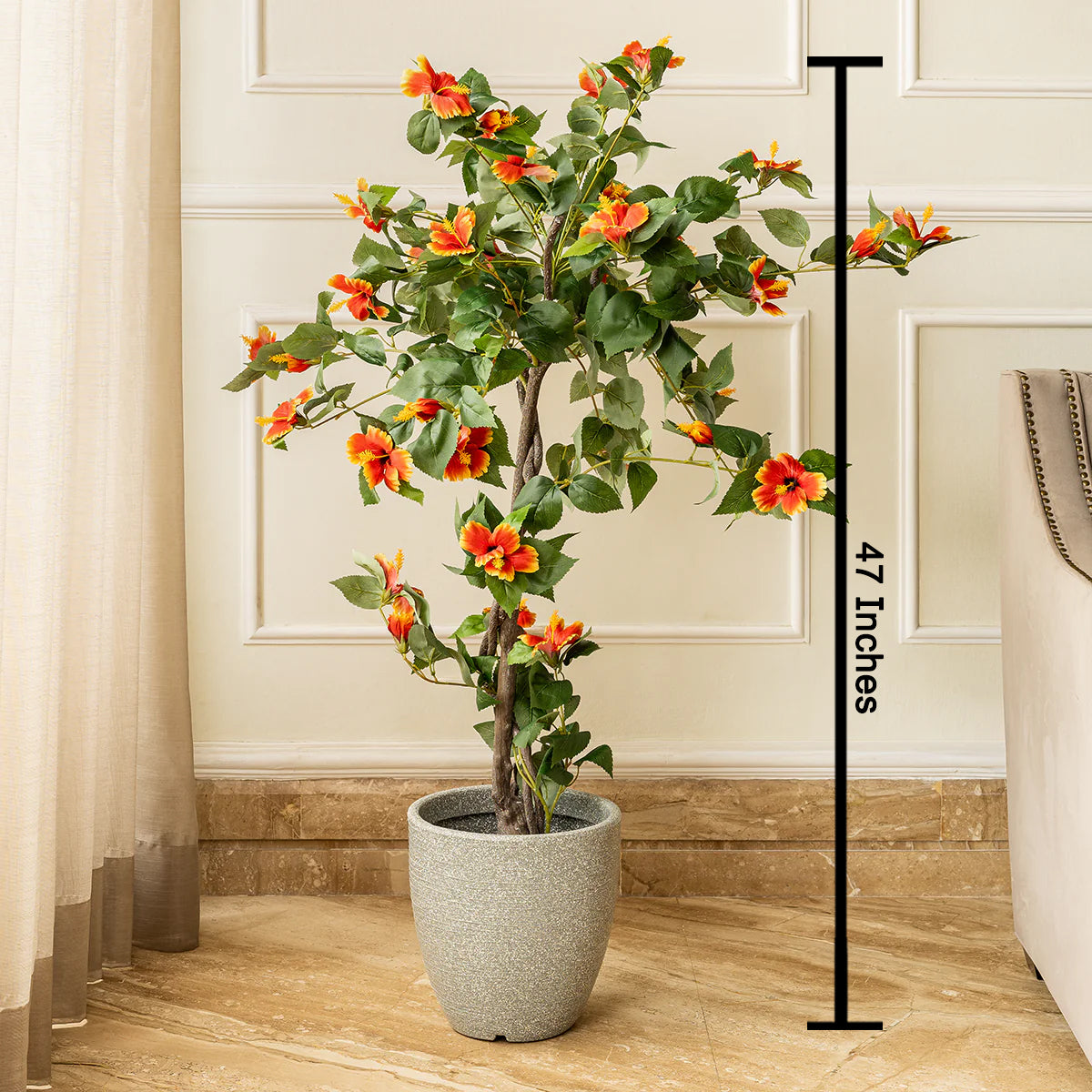 Sunfire Hibiscus Elegance Artificial plant - (4 Feet) (Natural Feel)