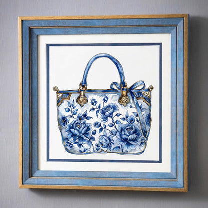 Blue & White Framed Wall art - 12"x12"
