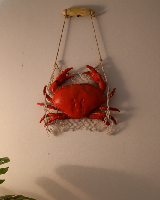 Crab With Net Wall Decoration - Large