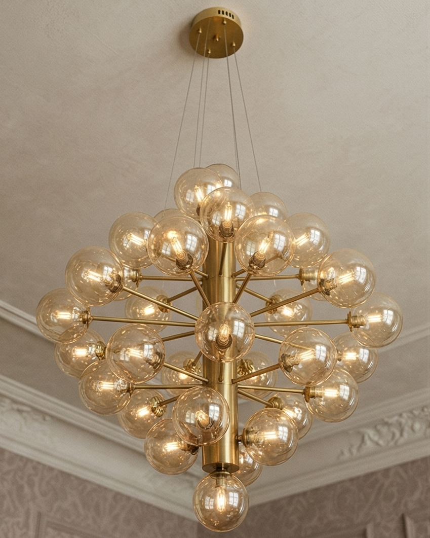 Grand Globe Cluster Chandelier - Amber