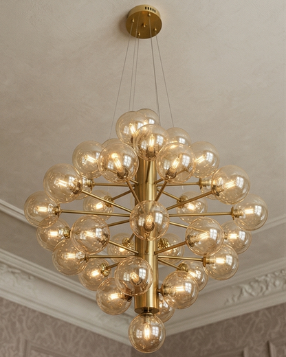 Grand Globe Cluster Chandelier - Amber