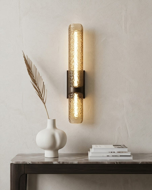 Golden Ember Double Tube Wall Light