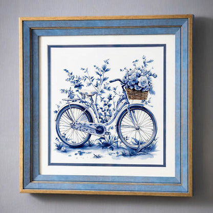 Blue & White Framed Wall art - 12"x12"
