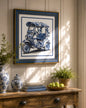 Blue & White Framed Wall art - 12"x12"