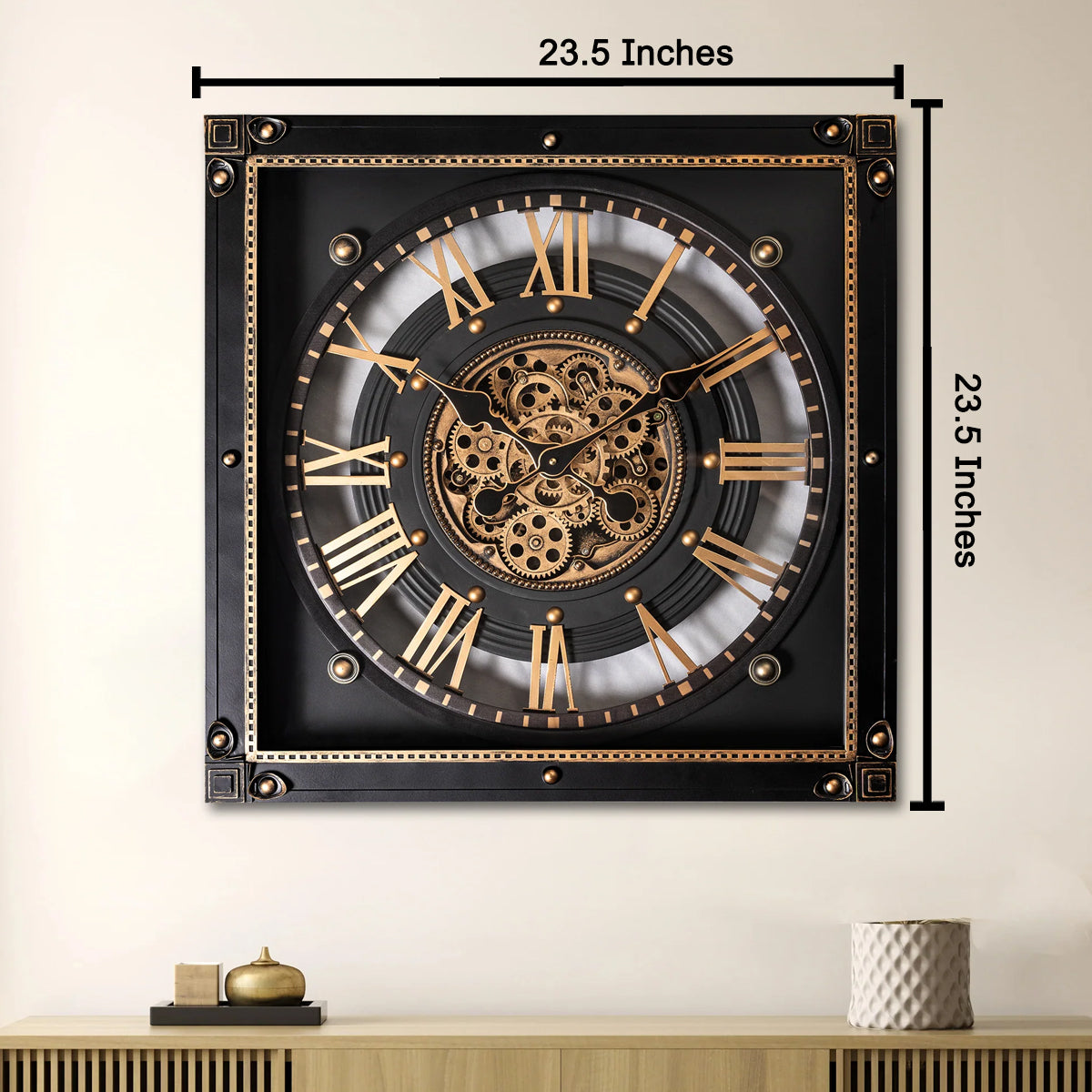 Journey of Hours  Luxury Designer Wall Clocks for the Home With Moving Gear Mechanism Buy Wall Clock Online (Steel Body)
