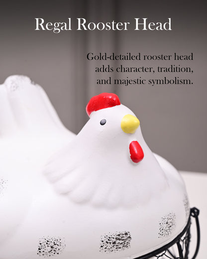 Rooster Egg Basket - White