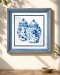 Blue & White Framed Wall art - 12"x12"