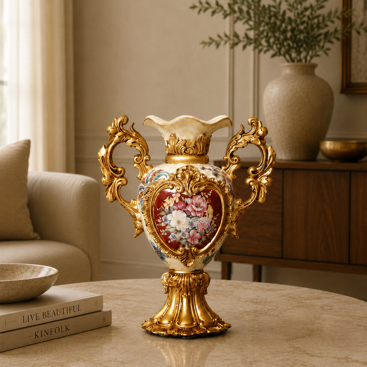 Baroque Blossom  Vase & Showpiece for Home & Item for Home Decoration