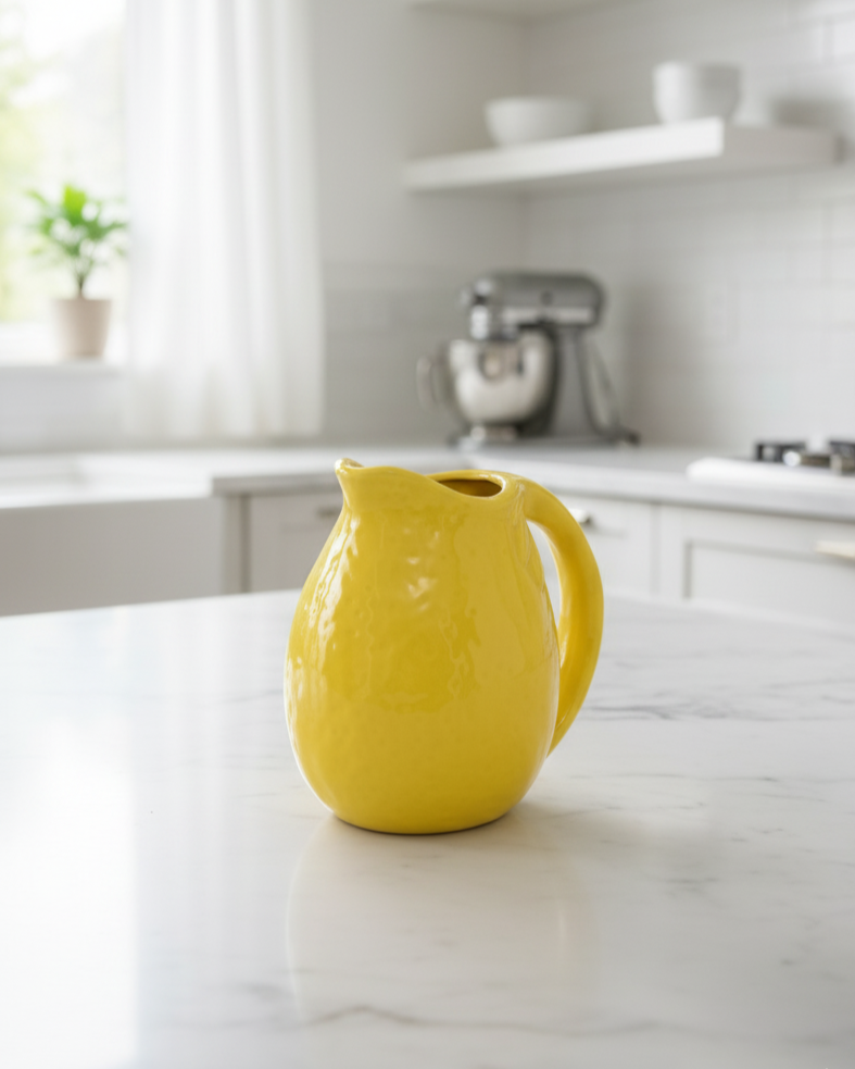 Lemon Glow Ceramic Pitcher Vase - Small